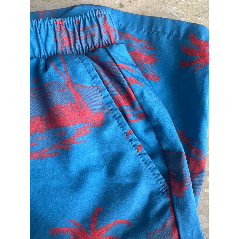Mosmann Australia Mens Blue Red Palm Tree Swim Trunks Board Shorts Size M - Picture 7 of 7